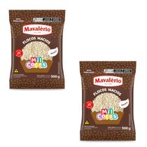 Kit 2 Flocos Macios Brancos 500gr Brigadeiro Granulado Bolos Kit 2 Flocos Macios Brancos 500gr Brigadeiro Granulado Bolos