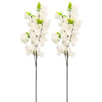 Kit 2 Flor de Pêssego Branca Artificial Arranjo Premium 45cm Decoração Kit 2 Flor de Pêssego Branca Artificial Arranjo Premium 45cm Decoração
