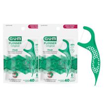 Kit 2 Flosser Fio Dental Individual Forquilha com Haste Resistente 80un Gum Kit 2 Flosser Fio Dental Individual Forquilha com Haste Resistente 80un Gum