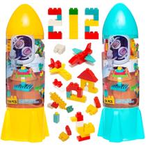 Kit 2 Foguetes Educativos 212 Blocos Leg Colorido Encaixar e Montar Criatividade