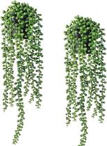 Kit 2 folhagem verde suculenta vinhas pendentes realista