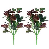Kit 2 Folhagens Artificial Prime Verde e Vinho Bordô 30cm - Vivaflor Decor