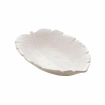 Kit 2 Folhas Decorativas de Cerâmica Banana Leaf Branca - Lyor - 23cm