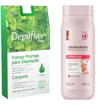 Kit 2 Folhas Depilação Depilflax Hortelã 40 Unid.+ Locão Firmadora Hidramais