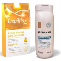 Kit 2 Folhas Depilação Depilflax Natural 40 Unid.+ Locão Perfume de Bebe Hidramais Kit 2 Folhas Depilação Depilflax Natural 40 Unid.+ Locão Perfume de Bebe Hidramais