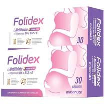Kit 2 Folidex Metilfolato + Vitaminas B6 B12 E 30 Cápsulas - Maxinutri