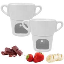 Kit 2 Fondue Porcelana Branca 250 Ml Caneca Chocolate Queijo - Armazém do E-commerce