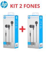 Kit 2 Fones de Ouvido Com Fio Microfone Integrado HP DHE7000 Preto Original Nota Fiscal e Garantia