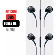 Kit 2 fones de ouvido P2 com fio Para Samsung Galaxy M21 2021