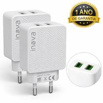 Kit 2 Fonte Carregador Celular 3.1a Carga Rápida 2 Usb Inova