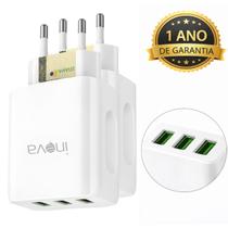 Kit 2 Fontes Carregador Rápido 3 Usb 5.1a Original Inova