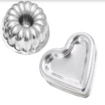 kit 2 Forma Ballerines Decorada, Forma torta Suíça + Forma bolo coração Rebaixada Alumínio Grosso