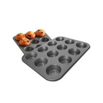 Kit 2 Forma Cupcake 12 Furos Assadeira Bolo Antiaderente Cavidades Bolinhos Teflon Empada Pão Queijo