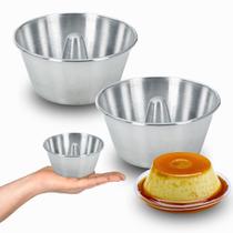 Kit 2 Forma de Bolo e Pudim Mini com Cone Alumínio Polido 12 cm Kit 2 Forma de Bolo e Pudim Mini com Cone Alumínio Polido 12 cm