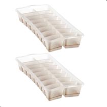 Kit 2 Forma de Gelo Com Fundo Silicone Flexível Plástico 16 Cubos Cinza Sanremo