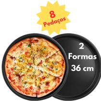 Kit 2 Forma De Pizza Grande Antiaderente Assadeira 36cm Aço Carbono Bandeja