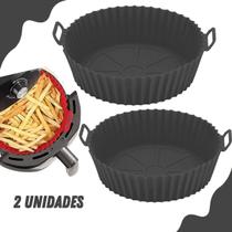 Kit 2 Forma de Silicone para Air Fryer Cesto Fritadeira Elétrica Micro-Ondas Forno Reutilizável 18 Cm Kit 2 Forma de Silicone para Air Fryer Cesto Fritadeira Elétrica Micro-Ondas Forno Reutilizável 18 Cm