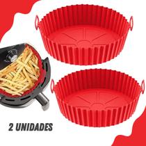 Kit 2 Forma de Silicone para Air Fryer Cesto Fritadeira Elétrica Micro-Ondas Forno Reutilizável 18 Cm