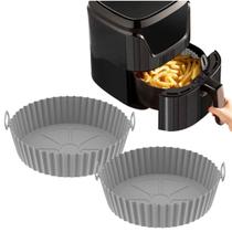 Kit 2 Forma De Silicone Para Airfryer Fritadeira Elétrica Antiaderente Reutilizável Forminha Bolo 18cm Cinza - Universal Vendas