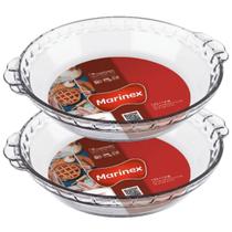 Kit 2 Forma Filetada 1,3L Marinex Vidro Redonda Assadeira