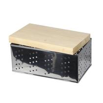 Kit 2 Forma Queijo Retangular Inox P 500g Prensador Madeira