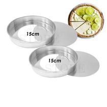 Kit 2 Forma Redonda 15x5 Fundo Falso Removível Redonda Rasa Alumínio