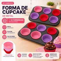 Kit 2 Forma Silicone Bolo Antiaderente 6 Cavidade Bolinho com 12 forminhas de silicone Empada Cupcake Mini Pão Mel Queijo Kit 2 Forma Silicone Bolo Antiaderente 6 Cavidade Bolinho com 12 forminhas de silicone Empada Cupcake Mini Pão Mel Queijo