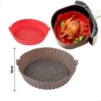 Kit 2 Forma Silicone Redonda Alça Air Fryer 16X4,5Cm Kit 2 Forma Silicone Redonda Alça Air Fryer 16X4,5Cm