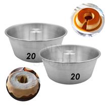 Kit 2 Forma Suíça 20cm 17x8 Pudim Alumínio Bolo Vulcão