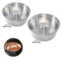 Kit 2 formas 20 cm e 22 cm para bolo pudim de alumínio com cone alto assadeira forno Kit 2 formas 20 cm e 22 cm para bolo pudim de alumínio com cone alto assadeira forno