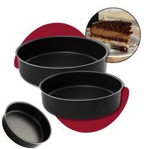 Kit 2 Formas Assadeiras Redondas Altas Antiaderente Teflon Alumínio para Bolo, Cuca, Torta e Confeitaria Forno Elétrico