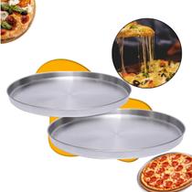 Kit 2 Formas Assadeiras Redondas de Alumínio 40cm para Pizza com Borda Grande Antiaderente Ideal para Forno Elétrico, Cozinha e Panificação Kit 2 Formas Assadeiras Redondas de Alumínio 40cm para Pizza com Borda Grande Antiaderente Ideal para Forno Elétrico, Cozinha e Panificação