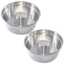 Kit 2 Formas Bolo Pudim Padaria N 16 e N 18 Com Cone Em Aluminio
