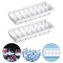 Kit 2 Formas De Gelo 16 Cubos Plástico C/ Tampa Livre Branco