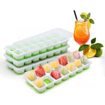 Kit 2 Formas De Gelo Cubo Com Tampa Rígida E Fundo Silicone