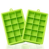 Kit 2 Formas de Gelo Silicone 15 cubos Verde Quadrado Grandes Flexível Para Drinks Whisky - Yab Kit 2 Formas de Gelo Silicone 15 cubos Verde Quadrado Grandes Flexível Para Drinks Whisky - Yab
