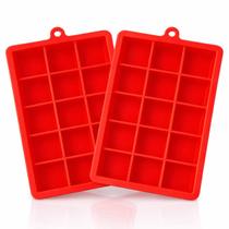 Kit 2 Formas de Gelo Silicone 15 cubos Vermelho Quadrado Grandes Flexível Para Drinks Whisky - Yab Kit 2 Formas de Gelo Silicone 15 cubos Vermelho Quadrado Grandes Flexível Para Drinks Whisky - Yab