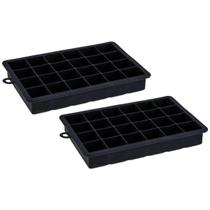 Kit 2 Formas De Gelo Silicone 24 Cubos 19,5x12,5x3cm Preto Weck Retangular Maleável Refrigeradores Sucos Drinks Cozinha