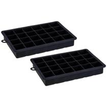 Kit 2 Formas De Gelo Silicone 24 Cubos 19,5x12,5x3cm Preto Weck Retangular Maleável Refrigeradores Sucos Drinks Cozinha