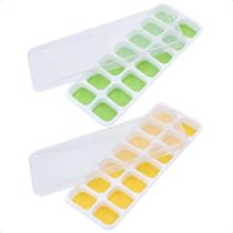Kit 2 Formas de Gelo Silicone com Tampa