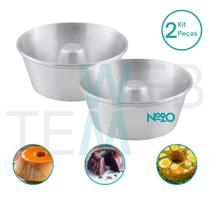 Kit 2 Formas de Pudim 8x20cm Alumínio Sustentável para Bolo com Furo Cuscuz Sobremesa Cozimento Uniforme Fácil Limpeza para Uso Caseiro e Profissional