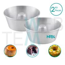 Kit 2 Formas de Pudim 8x24cm Alumínio Sustentável para Bolo com Furo Cuscuz Sobremesa Cozimento Uniforme Fácil Limpeza para Uso Caseiro e Profissional Kit 2 Formas de Pudim 8x24cm Alumínio Sustentável para Bolo com Furo Cuscuz Sobremesa Cozimento Uniforme Fácil Limpeza para Uso Caseiro e Profissional
