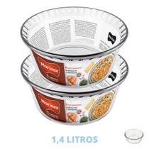 Kit 2 Formas de Vidro Travessa Suflê Redonda 1,4 L Marinex