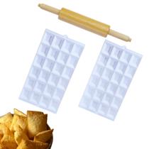 Kit 2 Formas Mini Pastel e Ravioli + Rolo de Massa 40cm Faça Salgados em Casa