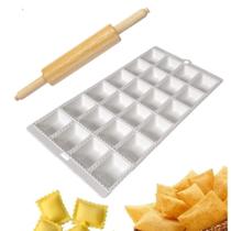 Kit 2 Formas Mini Pastel e Ravioli + Rolo de Massa 40cm Faça Salgados em Casa