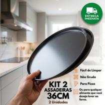 Kit 2 Formas Pizza Grande 36cm Antiaderente Em Casa Tem Teflon Não Gruda Profissional Kit 2 Formas Pizza Grande 36cm Antiaderente Em Casa Tem Teflon Não Gruda Profissional