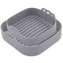 Kit 2 Formas Quadradas de Silicone para Air Fryer Cinza P e M Lyor Reutilizável Carne Bolo Torta Kit 2 Formas Quadradas de Silicone para Air Fryer Cinza P e M Lyor Reutilizável Carne Bolo Torta