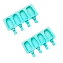 Kit 2 Formas Silicone Picolé Magnum 4 cavidades Antiaderente