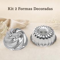 Kit 2 Formas Suíça Decorada 21cm Vulcão e N2 Bolo Pudim Kit 2 Formas Suíça Decorada 21cm Vulcão e N2 Bolo Pudim