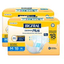 Kit 2 Fralda Bigfral Derma Plus Econômica M 18 Unidades